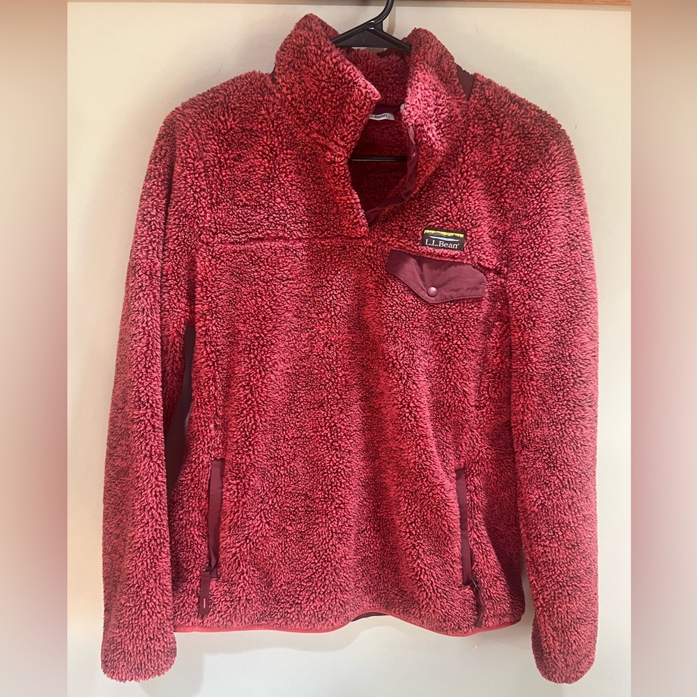 L.L BEAN Cherry Fleece Pullover Size S
